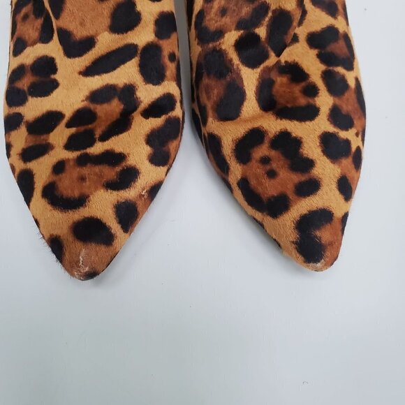 Vince Camuto Nandi 2 Calf Hair Leopard Zip Pointed Toe Mobwife Bootie Size 7 - Picture 6 of 12